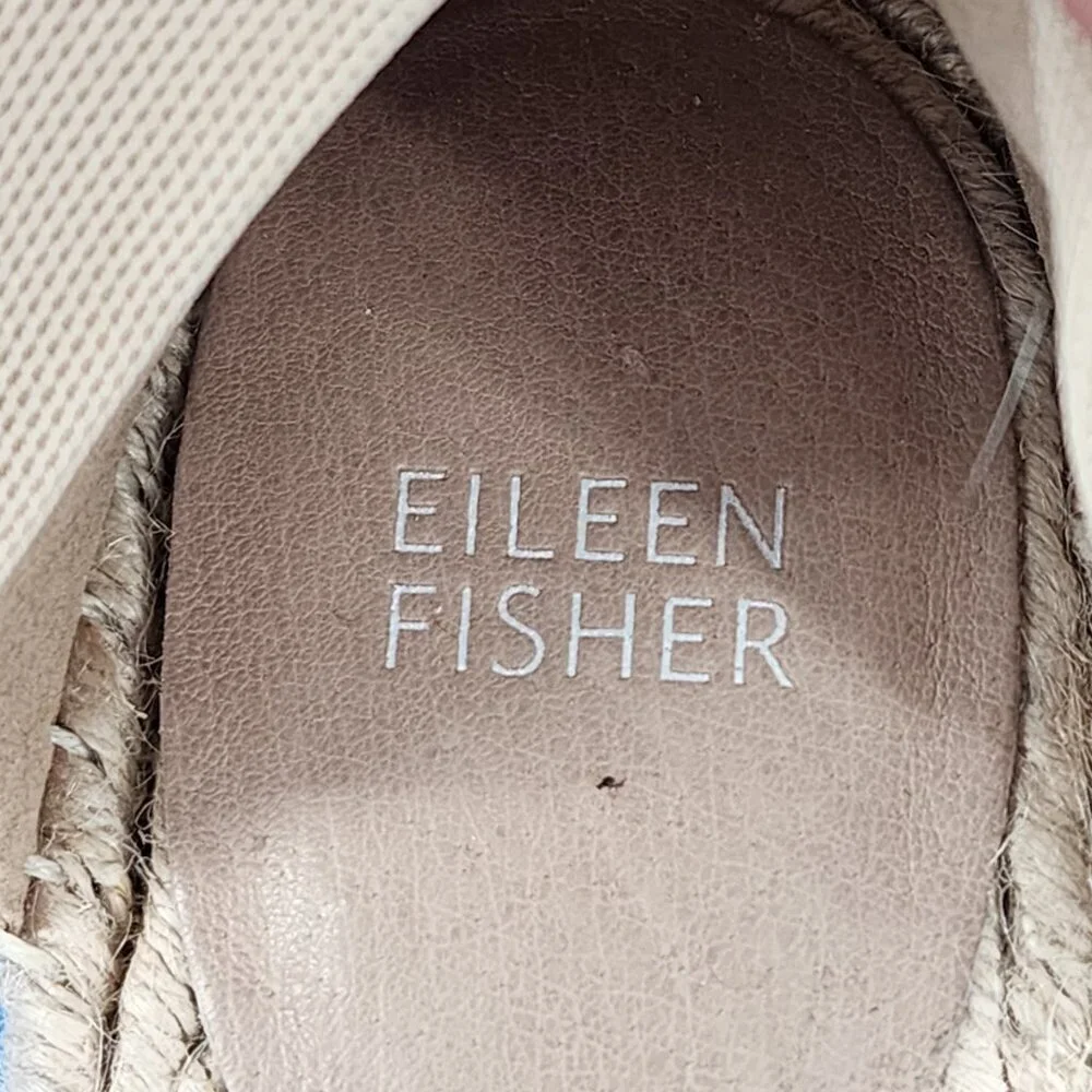 EILEEN FISHER NWOB Coy Espadrille Skimmer‎ Flat Tan Tumbled Leather Zip